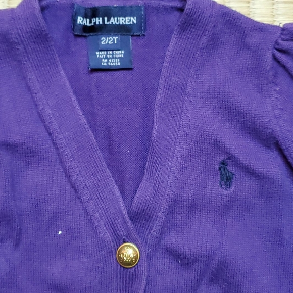 Ralph Lauren Signature Cardigan w/ Logo Buttons 2T - Picture 2 of 5